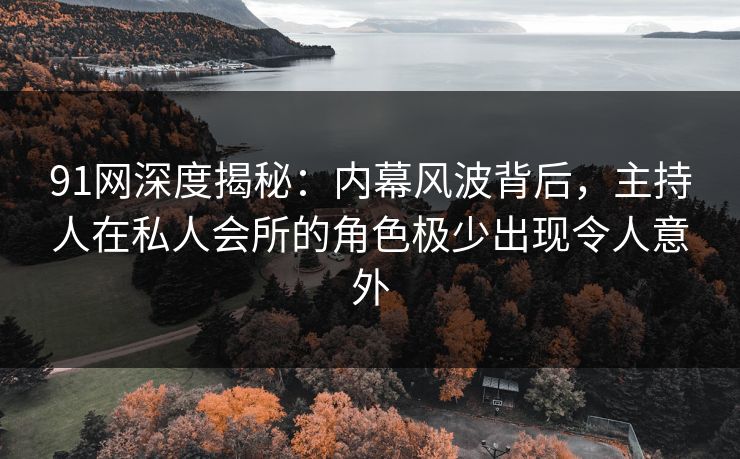 91网深度揭秘：内幕风波背后，主持人在私人会所的角色极少出现令人意外