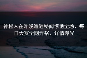 神秘人在昨晚遭遇秘闻惊艳全场，每日大赛全网炸锅，详情曝光