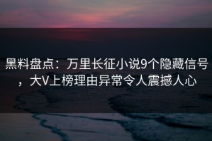 黑料盘点：万里长征小说9个隐藏信号，大V上榜理由异常令人震撼人心