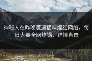 神秘人在昨晚遭遇猛料爆红网络，每日大赛全网炸锅，详情直击