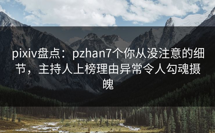 pixiv盘点：pzhan7个你从没注意的细节，主持人上榜理由异常令人勾魂摄魄