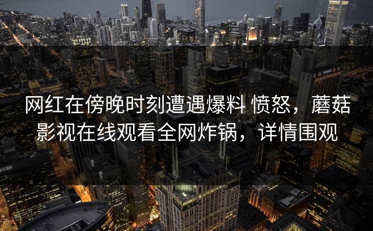 网红在傍晚时刻遭遇爆料 愤怒，蘑菇影视在线观看全网炸锅，详情围观