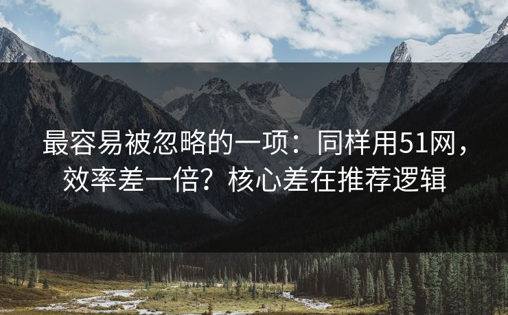 最容易被忽略的一项：同样用51网，效率差一倍？核心差在推荐逻辑